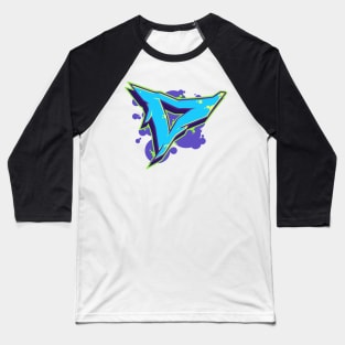 Letter D - Graffiti Street Art Style Blue Baseball T-Shirt